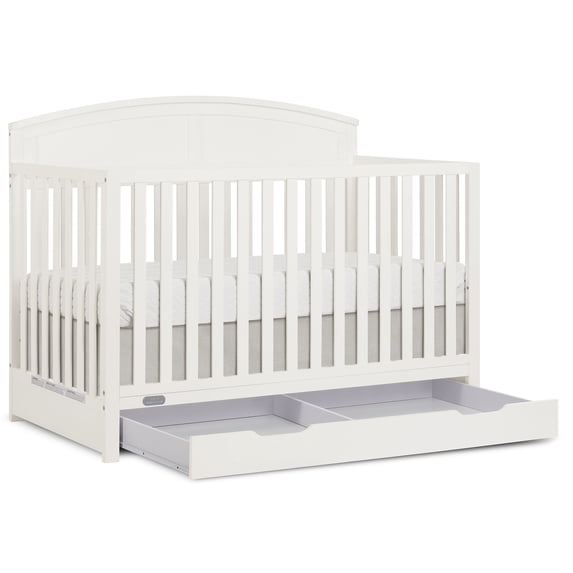 Dream On Me Storybrooke 5 in 1 Convertible Crib with Under Drawer, Cannoli Cream