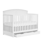 Dream On Me Storybrooke 5 in 1 Convertible Crib with Under Drawer, Pebble Gray