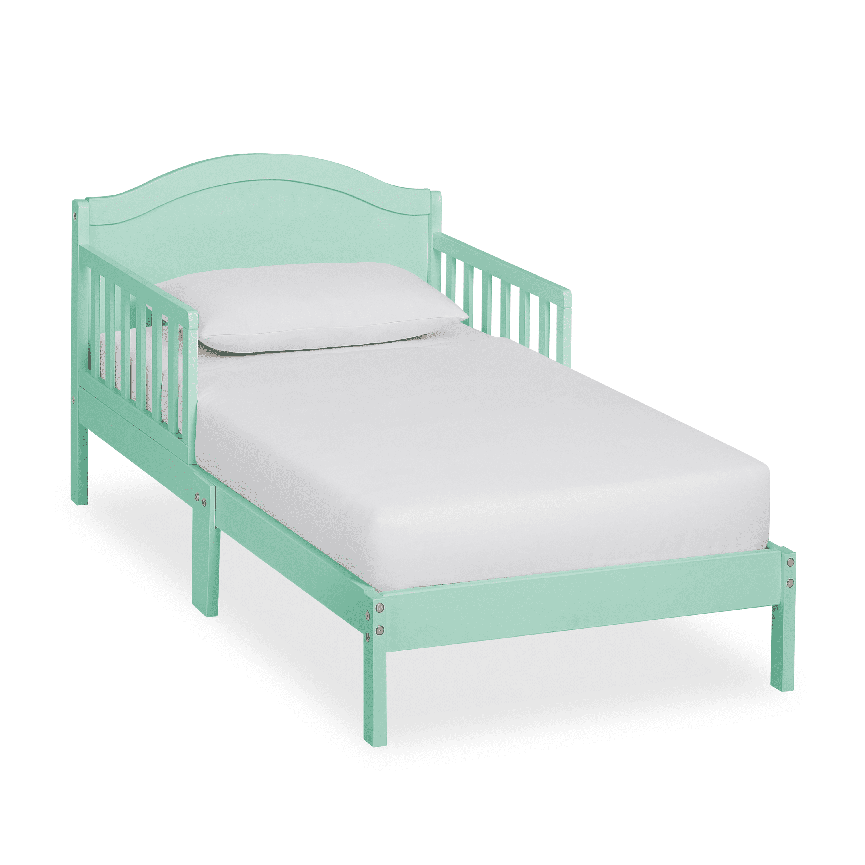 Dream On Me Sydney Kid's Twin Wooden Toddler Bed with Safety Rails, Mint Green