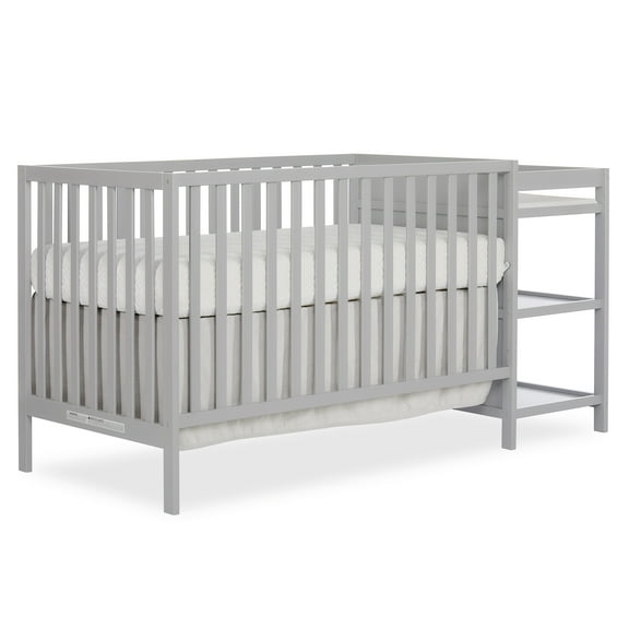 Dream On Me Synergy Convertible Baby Crib and Changer in Pebble Grey with Detachable Changing Table