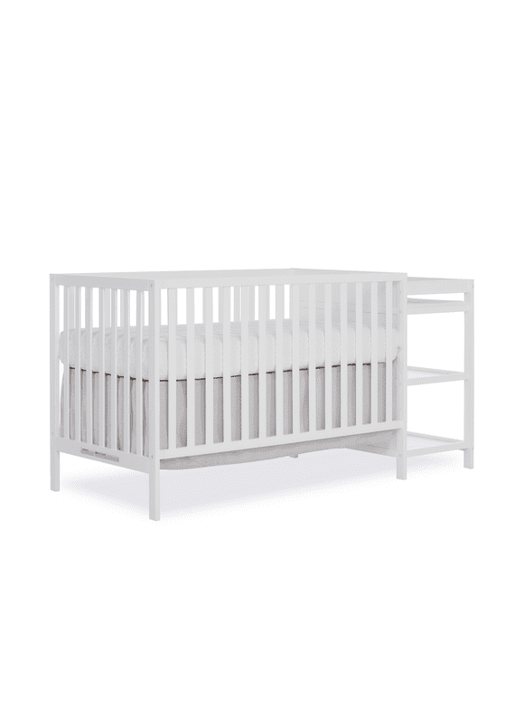Dream On Me Synergy Convertible Baby Crib and Changer in White with Detachable Changing Table