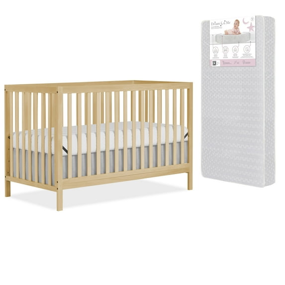 Dream On Me Synergy MOD 5-in-1 Convertible Crib in Natural with Free Crib Mattress