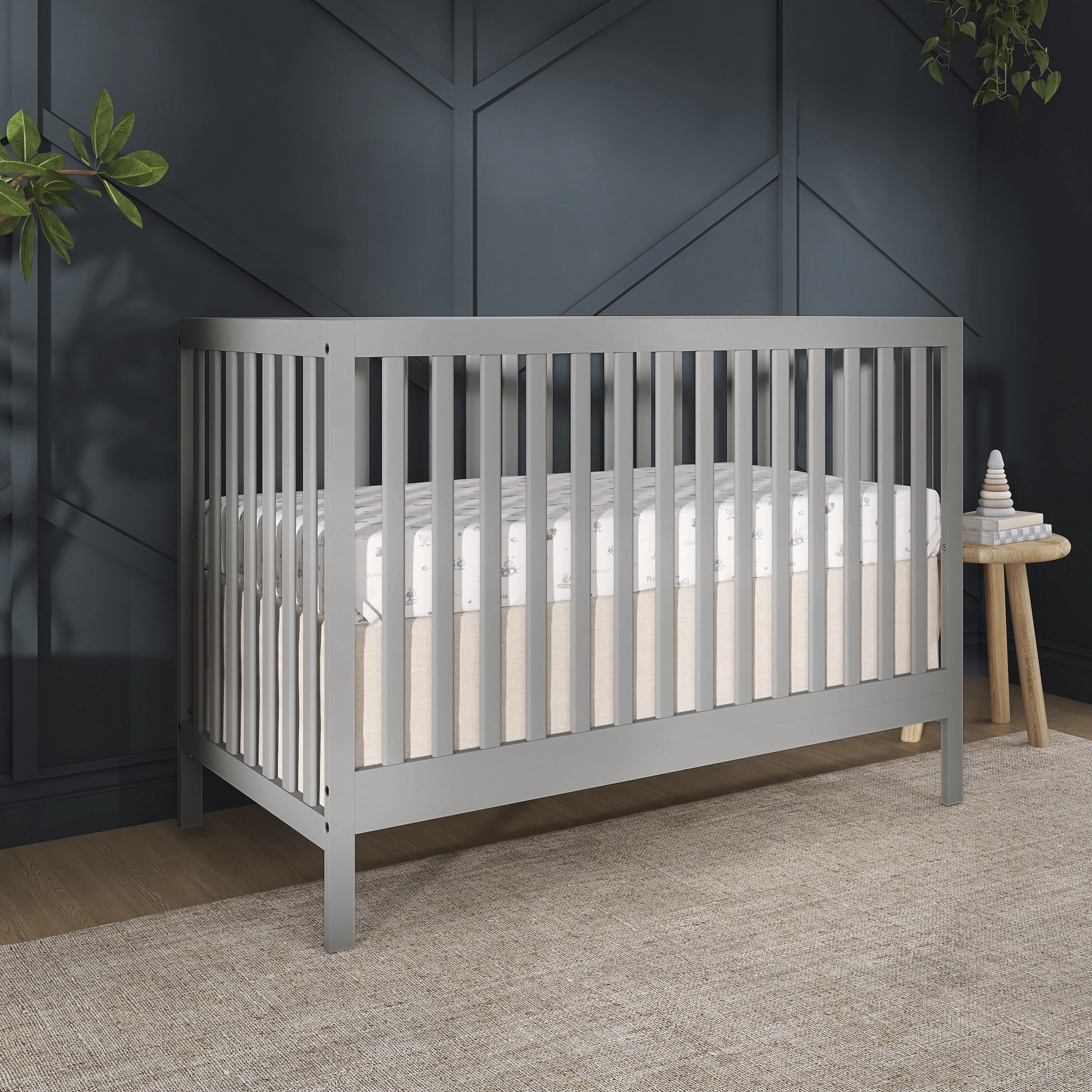 Dream On Me Synergy MOD 5-in-1 Convertible Crib, Converts from Baby Crib to Toddler Bed, Day Bed, Kids Bed and Full Size Bed, Three Adjustable Mattress Height Positions, Cool Gray