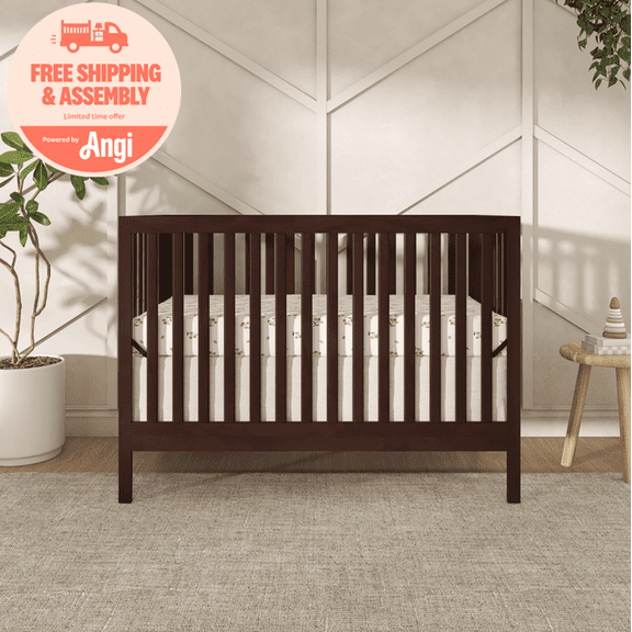 Dream On Me Synergy MOD 5-in-1 Convertible Crib, Converts from Baby Crib to Toddler Bed, Day Bed, Kids Bed and Full Size Bed, Three Adjustable Mattress Height Positions, Espresso