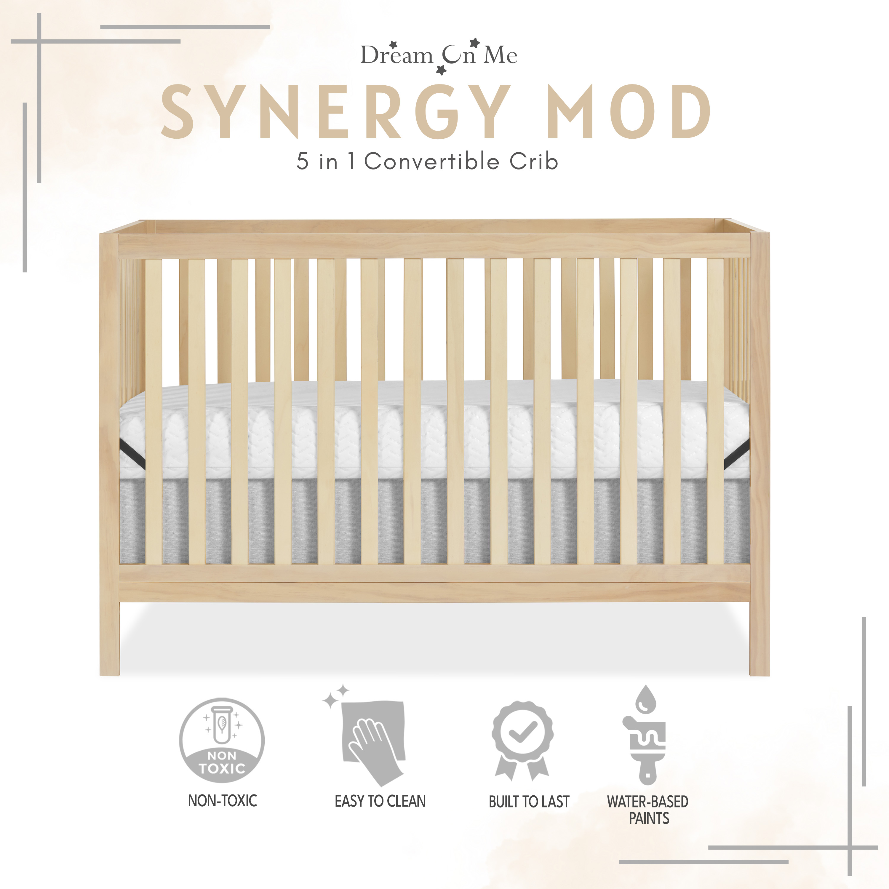 Dream On Me Synergy MOD Crib, Made with Sustainable New Zealand Pinewood, Natural - image 1 of 9