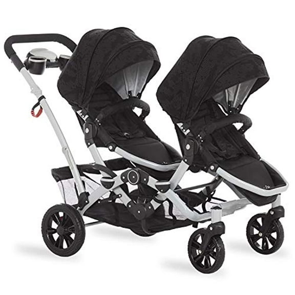 Dream On Me Track Tandem Double Umbrella Stroller with Canopy, Black