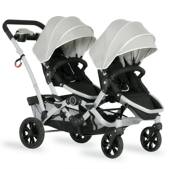 Dream On Me Track Tandem Stroller- Face to Face Edition in Light Grey