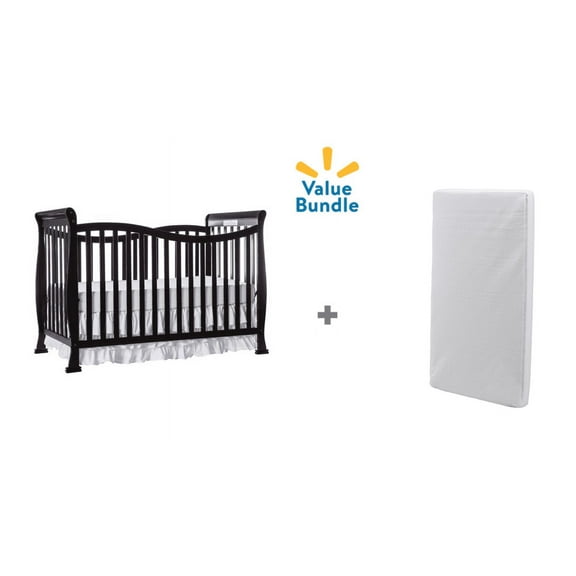 Dream On Me Violet 7-in-1 Convertible Crib with Mattress Value Pack (Black)