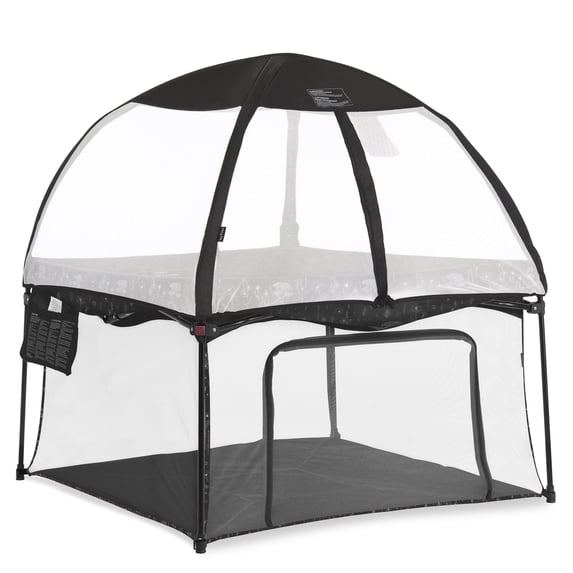 Dream On Me Ziggy Square Playpen with Canopy, Black and White, (Model # 4434-BW)