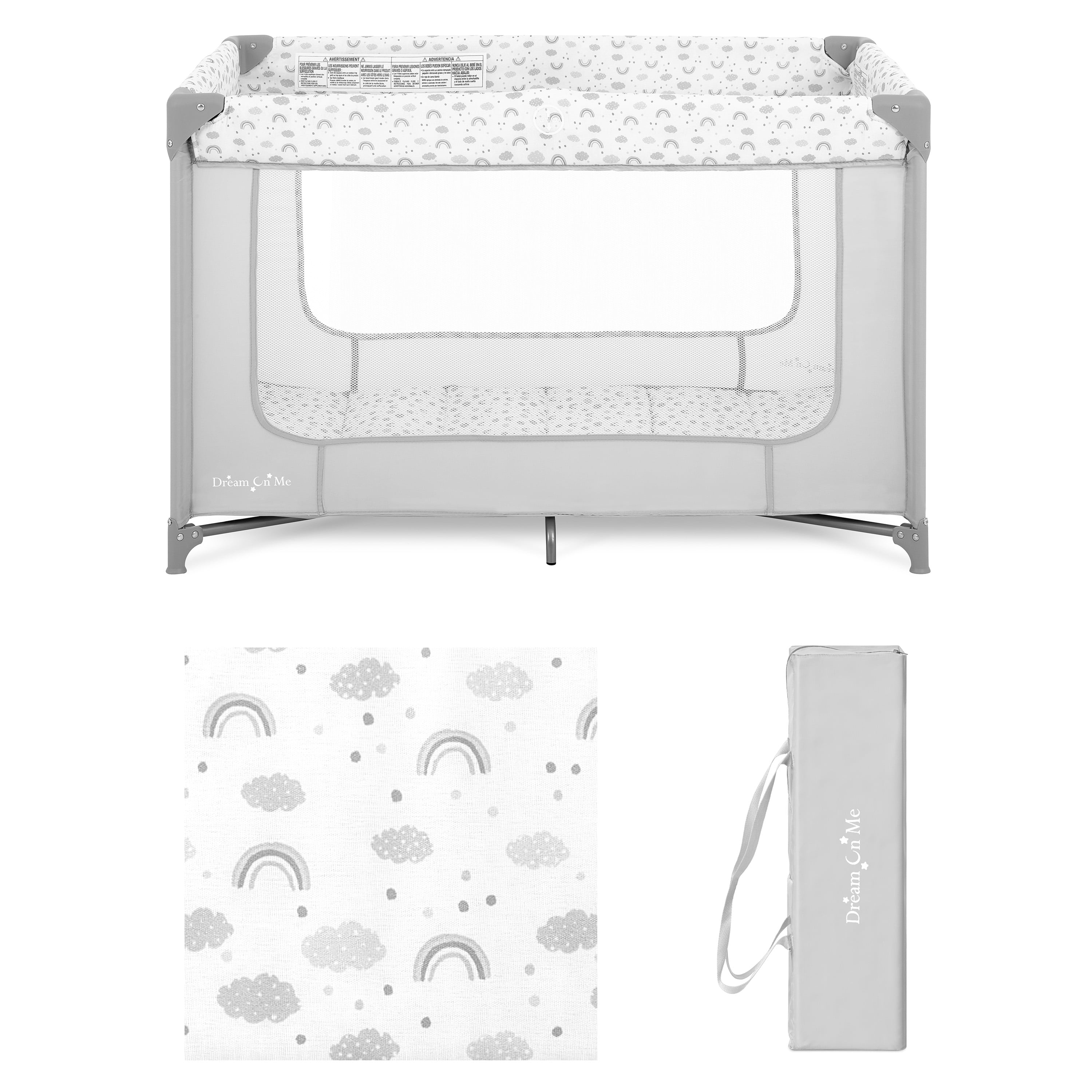 Dream On Me Zodiak Portable Play Yard With Carry Bag And Shoulder Strap, Cool Gray