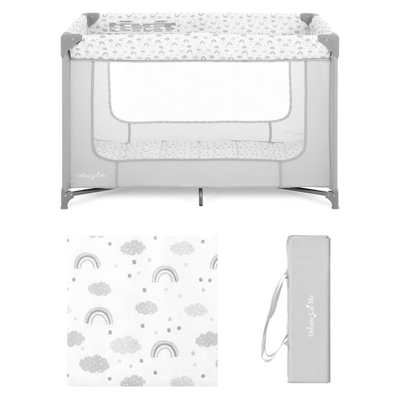 Dream On Me Zodiak Portable Play Yard With Carry Bag And Shoulder Strap, Cool Gray