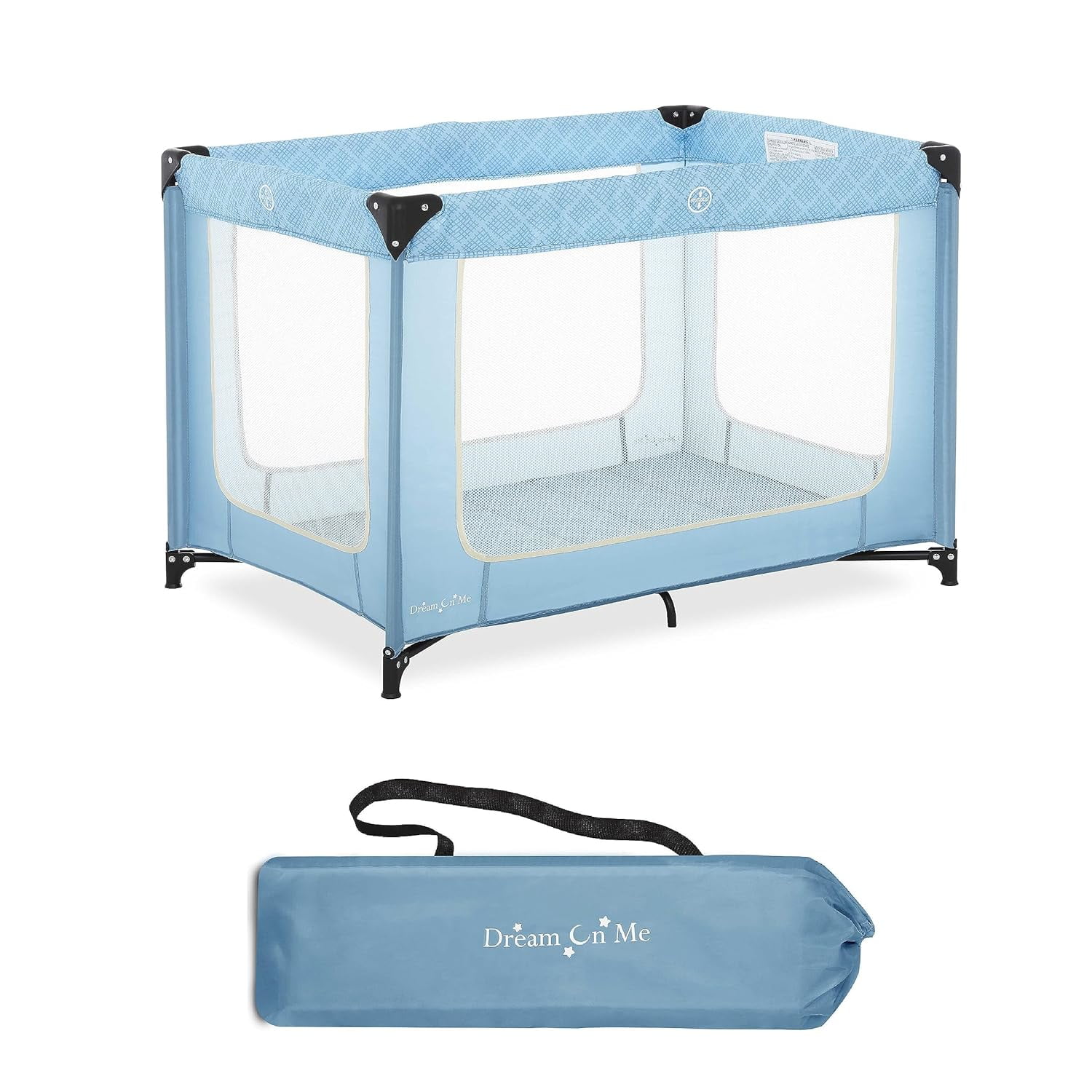 Dream On Me Zoom Portable Playard in Blue, Lightweight, Packable and