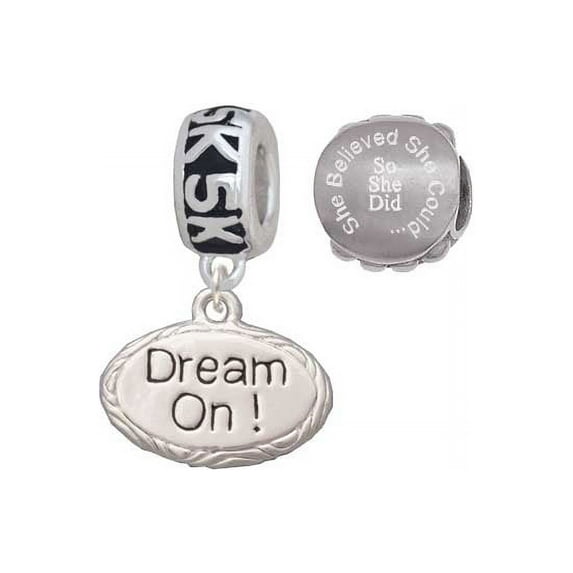 Dream On Oval 5K Run She Believed She Could Charm Beads (Set of 2)