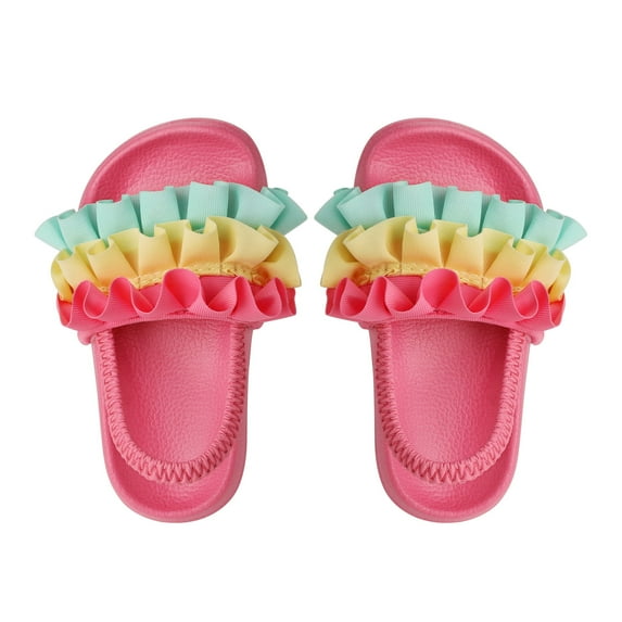 Dream Pairs Baby Girls Boys Toddles Summer Beach Sandals Comfort Slip-on Slippers KAS211 RAINBOW/COLORS Size 3T-4T