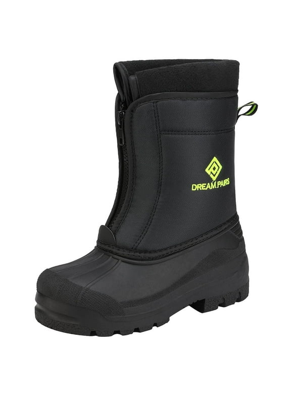 Boys Girls Kids Warm Waterproof Snow Boots Winter Outdoor Snow Boots KSTAR BLACK/NEON/GREEN Size 10