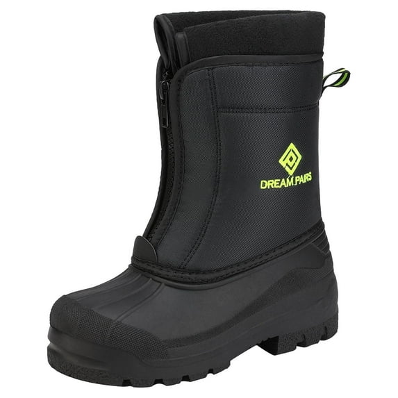 Dream Pairs Boys Girls Kids Warm Waterproof Snow Boots Winter Outdoor Snow Boots KSTAR BLACK/NEON/GREEN Size 5