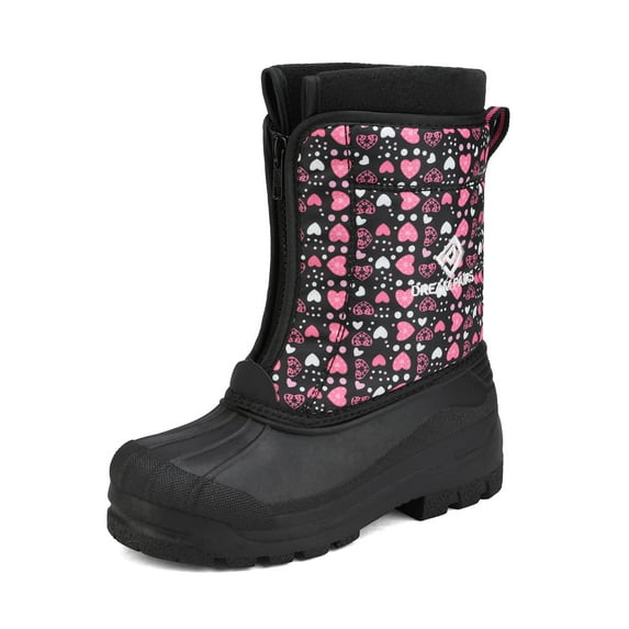 Dream Pairs Boys Girls Kids Warm Waterproof Snow Boots Winter Outdoor Snow Boots KSTAR BLACK/PINK Size 13