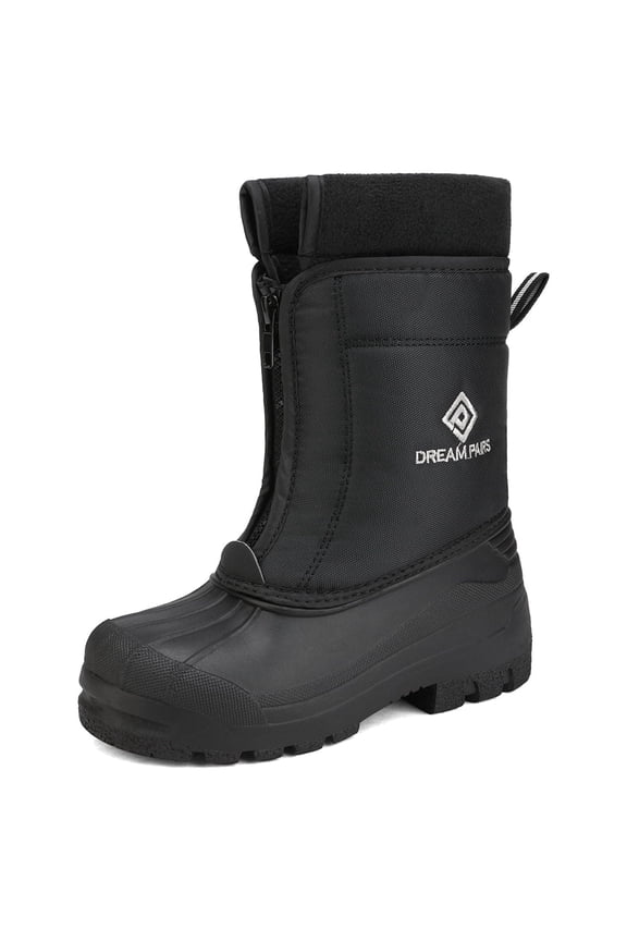 Boys Girls Kids Warm Waterproof Snow Boots Winter Outdoor Snow Boots KSTAR BLACK Size 1