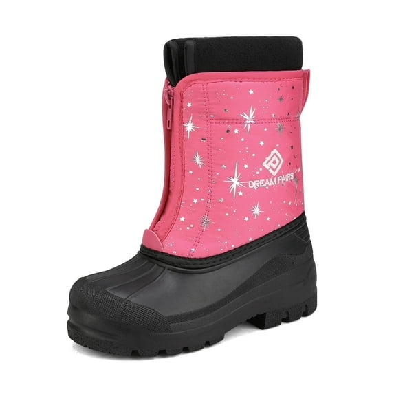 Dream Pairs Boys Girls Kids Warm Waterproof Snow Boots Winter Outdoor Snow Boots KSTAR FUCHSIA/MULTI Size 13