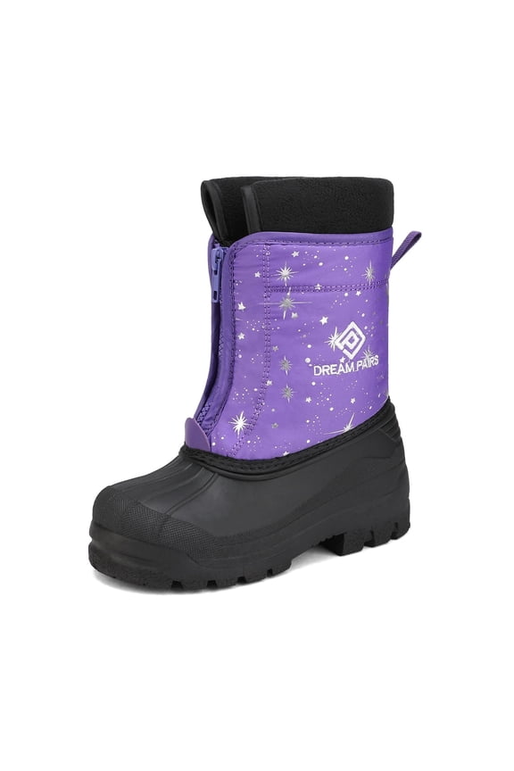 Boys Girls Kids Warm Waterproof Snow Boots Winter Outdoor Snow Boots KSTAR PURPLE/MULTI Size 10