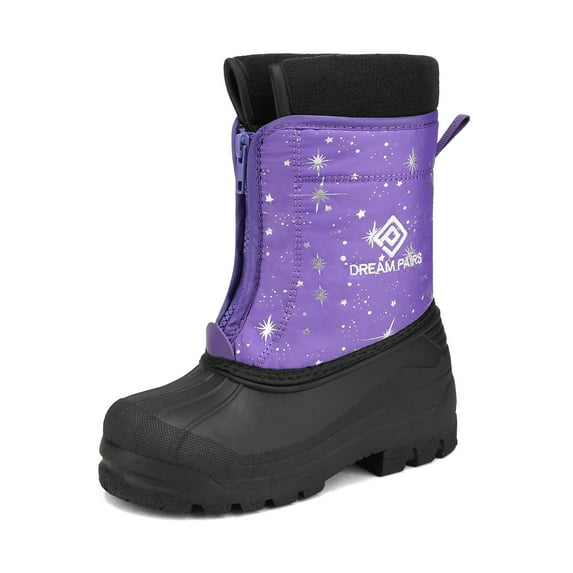 Dream Pairs Boys Girls Kids Warm Waterproof Snow Boots Winter Outdoor Snow Boots KSTAR PURPLE/MULTI Size 13