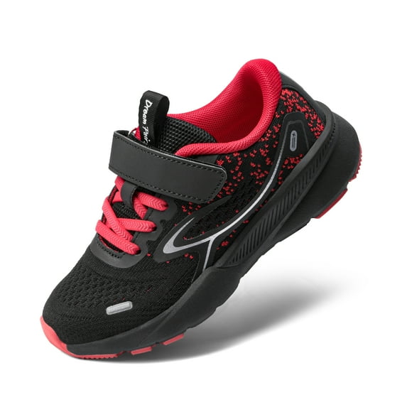 Dream Pairs Boys Girls Shoes Kids Tennis Running Sports Athletic Sneakers SDRS2214K BLACK/RED Size 4