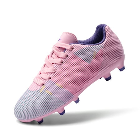 Dream Pairs Boys Girls Soccer Cleats Kids Football Shoes Toddler/Little Kid/Big Kid SDSO224K PINK/PRUPLE Size 3
