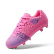 Dream Pairs Boys Girls Soccer Cleats Kids Football Shoes Toddler/Little Kid/Big Kid SDSO224K ROSE RED/WHITE Size 6