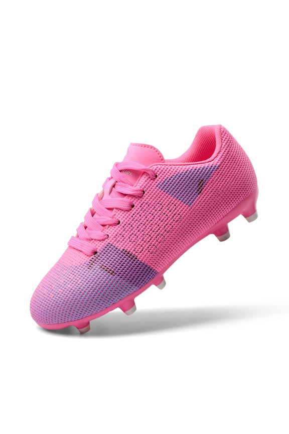 Boys Girls Soccer Cleats Kids Football Shoes Toddler/Little Kid/Big Kid SDSO224K ROSE RED/WHITE Size 6