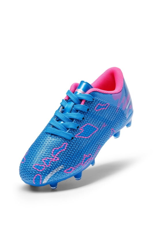 Boys Girls Soccer Cleats Kids Football Shoes (Toddler/Little Kid/Big Kid) SDSO2301K BLUE/HOT PINK Size 3