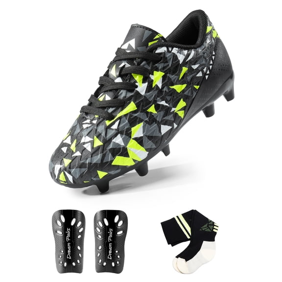 DREAM PAIRS Boys Girls Soccer Cleats Youth Firm Groud Athletic Outdoor Trainning Football Shoes with Soccer Socks