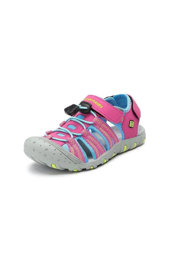 Boys Girls Summer Athletic Sandals Kids Beach Walking Sandals 171111-K FUCHSIA/CYAN/NEON/GREEN Size 13 Little Kid