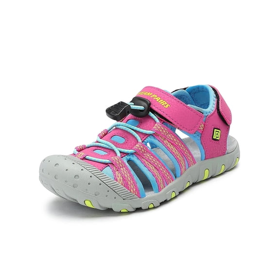 Dream Pairs Boys Girls Summer Athletic Sandals Kids Beach Walking Sandals 171111-K FUCHSIA/CYAN/NEON/GREEN Size 6 Big Kid