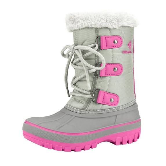 Dream Pairs Boys Girls Toddler Kids Ankle Winter Snow Boots Faux Fur-Lined Soft Boots Shoes Warm FORESTER GREY/FUCHSIA Size 3 Little Kid