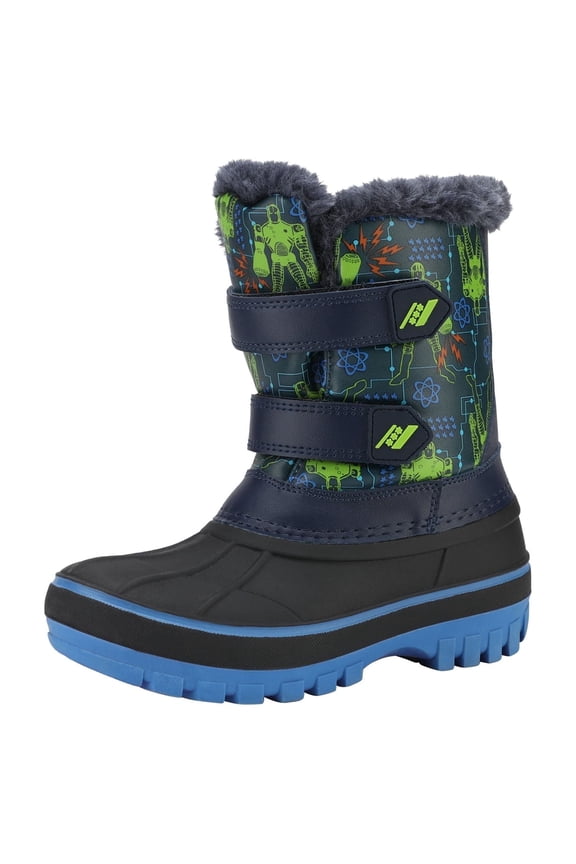 Boys & Girls Winter Zip Snow Boots Outdoor Warm Waterproof Sport Snow Boot BLACK/NEON/GREEN Size 1