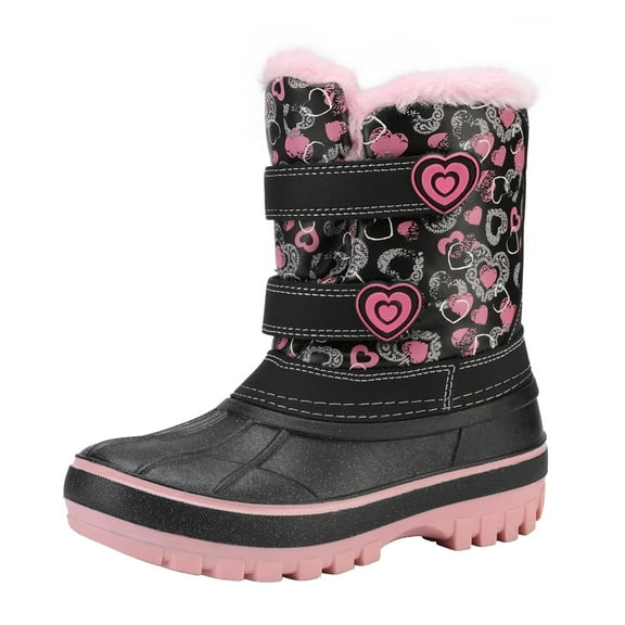 DREAM PAIRS Boys & Girls Winter Zip Snow Boots Outdoor Warm Waterproof Sport Snow Boot BLACK/PINK Size 10