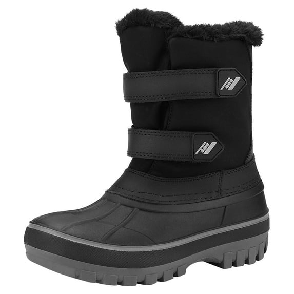 DREAM PAIRS Boys & Girls Winter Zip Snow Boots Outdoor Warm Waterproof Sport Snow Boot BLACK Size 12