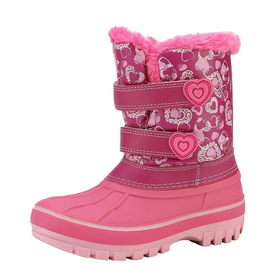 DREAM PAIRS Boys & Girls Winter Zip Snow Boots Outdoor Warm Waterproof Sport Snow Boot PINK Size 13