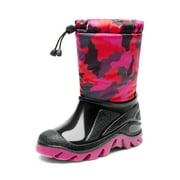 DREAM PAIRS Boys Waterproof Camouflage Snow Boots Slip-Resistant Mid-Calf Faux Fur Lining Outdoor Winter Shoes For Little Big Kids