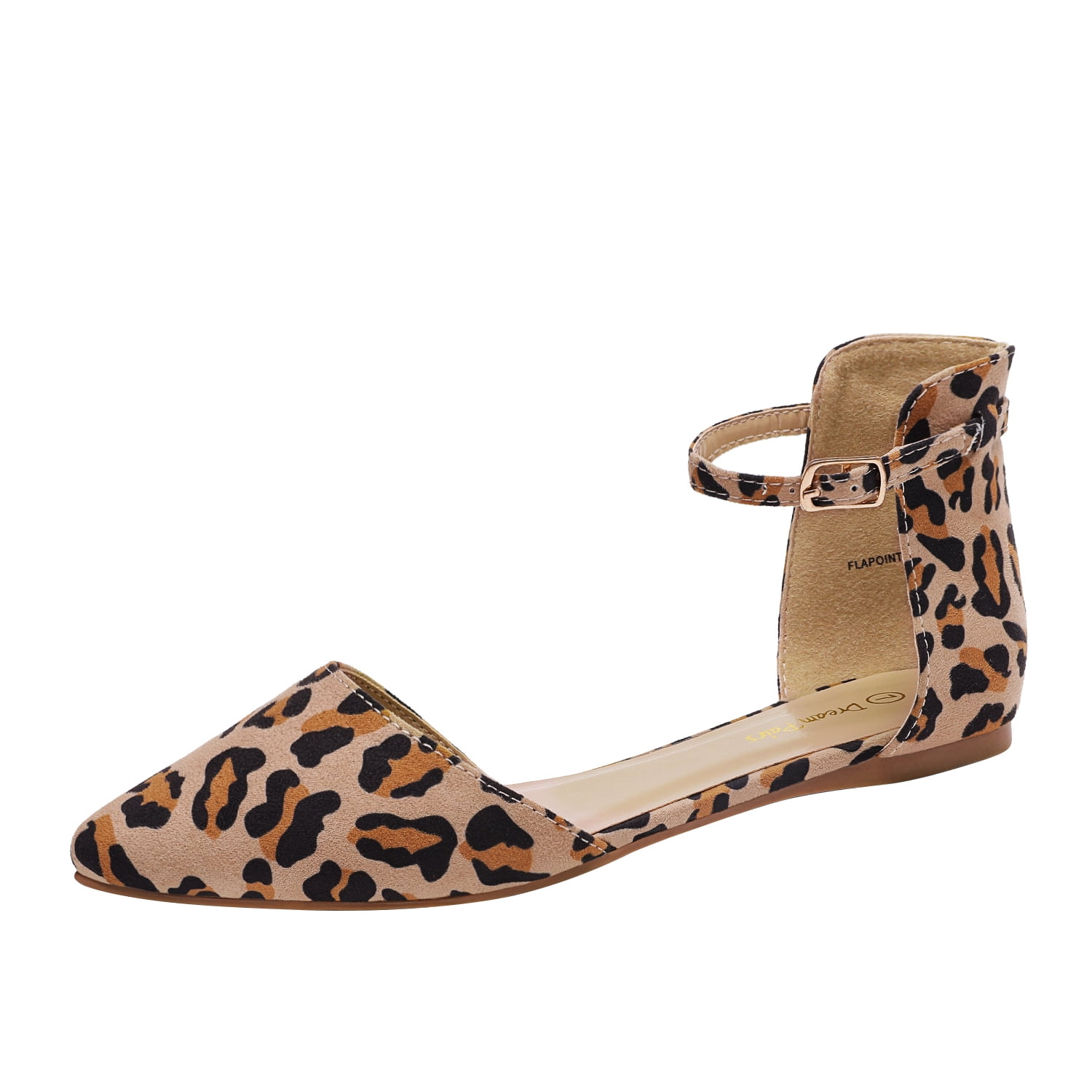 Dream Pairs Flapointed Women s Casual Ankle Strap Flats Shoes Pointed Plain Ballet Comfort Soft Slip On Flats Shoes Flapointed Ankle Leopard Size 5 Walmart