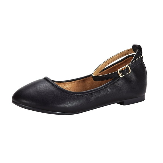 Dream Pairs Girl's Ballerina Flat Shoes Casual Ankle Strap Mary Jane Flats SOLE-FINA-K BLACK Size 10
