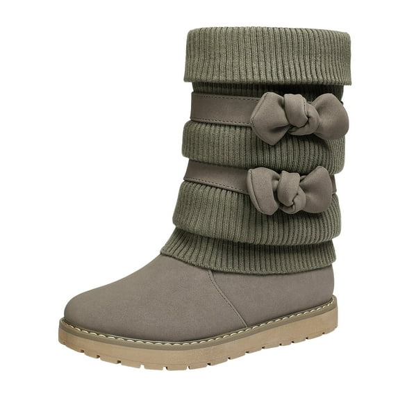 Dream Pairs Girl's Winter Snow Boots Warm Walking Mid Calf Shoes KLOVE GREY/PU Size 11