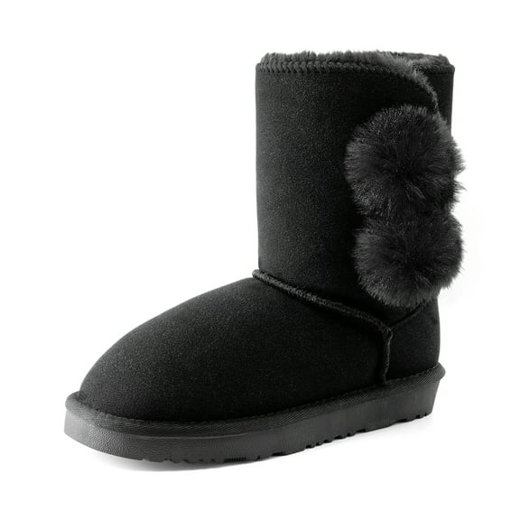 Dream Pairs Girls Boys Kids Winter Snow Suede Mid Calf Boots Faux Fur Lined FuzzyChic Kid's Lolly for Little Big Kid