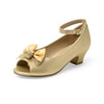 thumbnail image 1 of Dream Pairs Girls Dress Shoes Princess Wedding Party Flower Open-Toe Low Heel Shoes SDFL2212K GOLD Size 11, 1 of 5