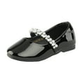 thumbnail image 1 of Dream Pairs Girls Fashion Dress Flats Shoes Kids Slip On Rhinestones Wedding Shoes SERENA-100-INF BLACK/PAT Size 6T, 1 of 5