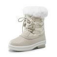 thumbnail image 1 of BURUDANI Boys Girls Waterproof Mid-Calf Winter Snow Boots for Little/Big Kids Anti-Slip Warm Booties Off-White Size 3, 1 of 6