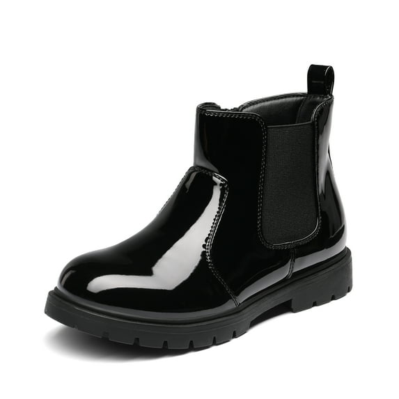 Dream Pairs Girls Side Zipper Chelsea Ankel Boots Little Kid/Big Kid SDBO2219K BLACK/PAT Size 3