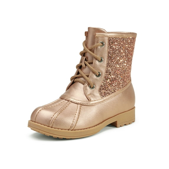 Dream Pairs Girls Side Zipper Glitter Ankle Boots Fashion Party Wedding Shoes KBO212 ROSE/GOLD Size 12 little kid