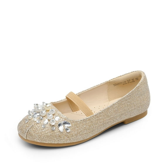 Dream Pairs Girls Slip-On Shoes Children Party Dress Dance Shoes Flat Shoes GOLD/GLITTER US SIZE 2