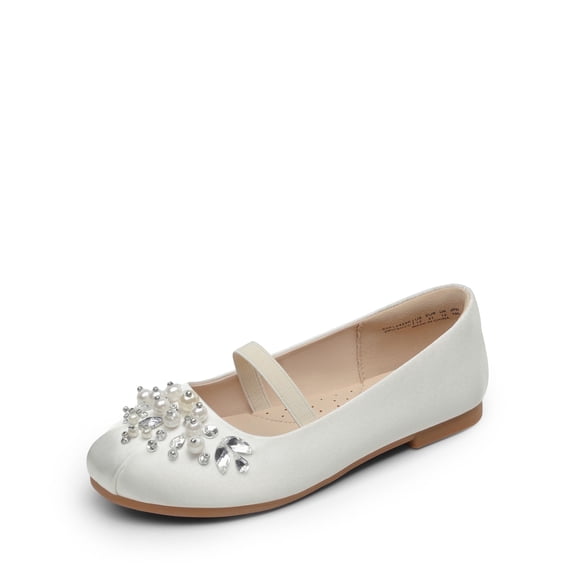 Dream Pairs Girls Slip-On Shoes Children Party Dress Dance Shoes Flat Shoes IVORY US SIZE 4